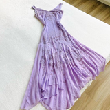 Lilac V Neck Chiffon Beading Long Party Dress Evening Gown, HZ0319