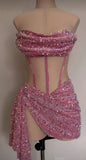 Pink Strapless Sequins Homecoming Dress Short Party Dress, HZ0319