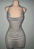Sexy Grey Halter Sheath Short Party Dress Homecoming Dress, HZ0319
