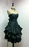 Black Vintage Short Party Dress Strapless Ruffles Homecoming Dress, HZ0319