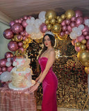 Hot Pink Sweatheart Velvet Long Party Dress Birthday Dress, HZ0319