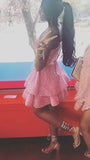 Pink Halter A-Line Sequins Short Party Dress Birthday Outfits, HZ0319