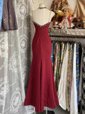 Burgundy V Neck Lace Long Prom Dress Mermaid Evening Party Gown, HZ0319