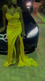 Sweetheart Yellow Long Prom Dress Sheath Evening Dress, HZ0319