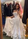 White Strapless A-Line Ruffles Long Party Dress Birthday Outfits, HZ0319