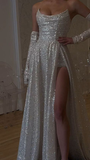 Shiny Strapless A-Line Long Prom Dress Evening Gown, HZ0319