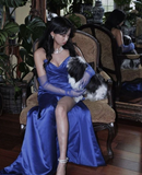 Elegant Purple Strapless A-Line Satin Long Prom Dress Evening Gown, HZ0319