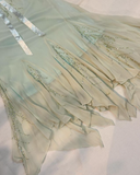 Spaghetti Straps Beading Ruffles Midi Length Vintage Party Dress, HZ0319