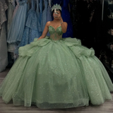Shiny Green Sweetheart Quinceanera Dress Sweet 16 Ball Gown, HZ0319