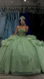 Shiny Green Sweetheart Quinceanera Dress Sweet 16 Ball Gown, HZ0319