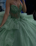 Shiny Green Sweetheart Quinceanera Dress Sweet 16 Ball Gown, HZ0319