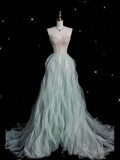 Light Blue Sweetheart A-Line Long Formal Party Dress, HZ0319