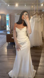 White Sweetheart Neck Strapless Elegant Mermaid Wedding Dress, HZ0319