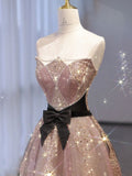 Elegant Strapless A-Line Long Formal Prom Dress, HZ0319