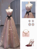 Elegant Strapless A-Line Long Formal Prom Dress, HZ0319