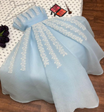 Blue Strapless A-Line Appliques Chiffon Long Formal Party Dress, HZ0319
