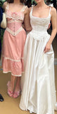 Spaghetti Straps A-Line Satin Simple Wedding Dress, HZ0319