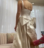 Spaghetti Straps A-Line Satin Simple Wedding Dress, HZ0319