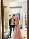 Sweetheart Pink A-Line Long Prom Dress Formal Party Dress, HZ0319