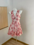 Cute Pink Floral Backless Design A-line Party Dress Homecoming Dress HZ0319