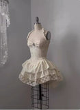 Vintage Beige Sweetheart Applique A-Line Elegant Tiered Homecoming Dress Party Dress Prom Dresses HZ0319