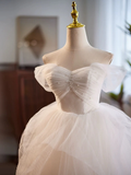 White Sweetheart Tulle Lace Short Prom Dress, White Homecoming Dress HZ0319