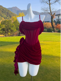 Vintage Burgundy Spaghetti Strap Sheath Party Dresses Homecoming Dresses, HZ0319
