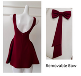 Vintage Burgundy Bow Design A-line Party Dresses Homecoming Dresses, HZ0319