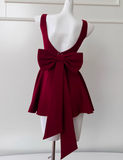 Vintage Burgundy Bow Design A-line Party Dresses Homecoming Dresses, HZ0319