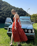 Fashion Sweetheart Sheath Strapless Design A-line Tulle Women Party Dress, HZ0319