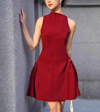 Retro Burgundy Sleeveless Design A-line Party Dress Homecoming Dresses HZ0319