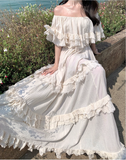 Vintage Ivory Strapless Ruffled Hem Design Elegant Beach Holiday A-Line Summer Dress HZ0319