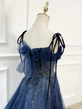 Blue Tulle Lace Applique Prom Dress Evening Dress Custom Size HZ0319