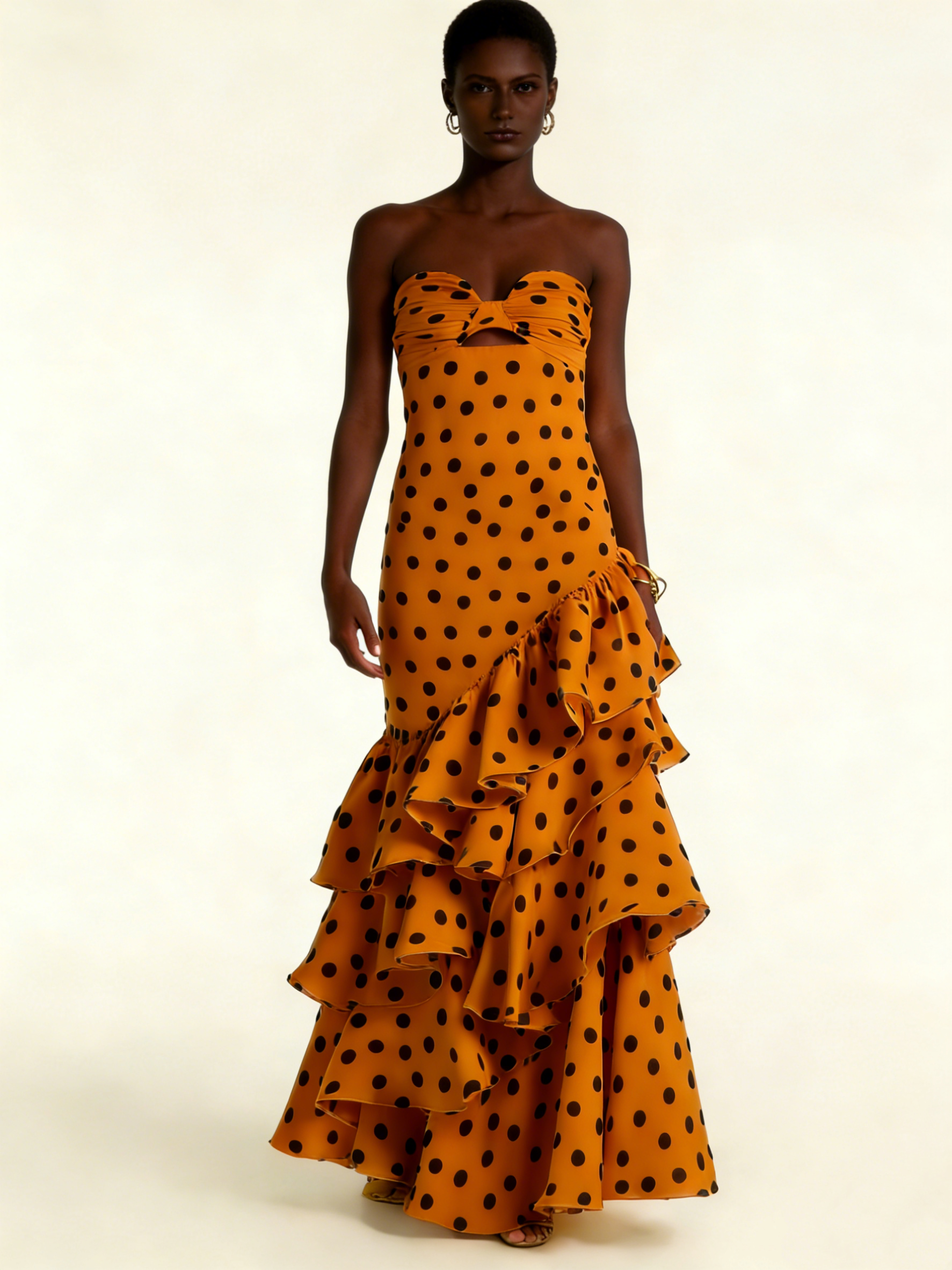 Retro Polka Dots Sweetheart Layers Long Prom Dress Chic Evening Gown, HZ0319