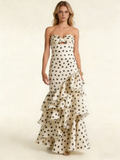 Retro Polka Dots Sweetheart Layers Long Prom Dress Chic Evening Gown, HZ0319