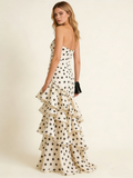 Retro Polka Dots Sweetheart Layers Long Prom Dress Chic Evening Gown, HZ0319