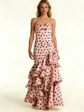 Retro Polka Dots Sweetheart Layers Long Prom Dress Chic Evening Gown, HZ0319