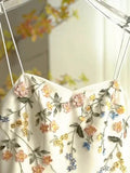 Vintage Beige Spaghetti Strap Floral Applique Design Elegant A-Line Evening Dress Prom Dress HZ0319