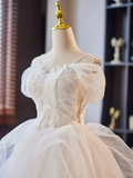 Off Shoulder Sweetheart Homecoming Dress Tulle Lace White Short Prom Dress HZ0319