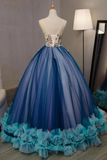 Unique V Neck A-Line Tulle Long Prom Gown Sweet 16 Dress HZ0319