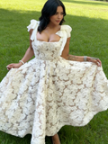 White Straps A-Line Long Party Dress Lovely Birthday Outfits, HZ0319