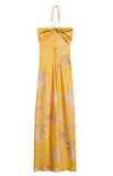 Yellow A-Line Halter Satin Long Party Dress Wedding Guest Dress, HZ0319