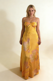 Yellow A-Line Halter Satin Long Party Dress Wedding Guest Dress, HZ0319