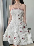 Vintage 3D Flowers Applique Strapless Design A-Line Short Homecoming Dress Party Dress HZ0319