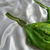 Green Spaghetti Straps Ruffles Sheath Vintage Long Party Dress HZ0319