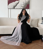 Black High Neck Sleeveless A-Line Long Formal Party Dress HZ0319