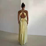 Elegant Purple V Neck Halter Sheath Satin Simple Long Prom Dress HZ0319