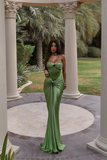 Elegant Green Sweetheart Satin Mermaid Long Formal Party Dress HZ0319