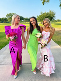 Pink Strapless Floral Printed Mermaid Prom Dress Long Party Dress HZ0319
