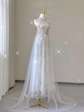 Stunning Halter A-Line Tulle Long Evening Party Dress Wedding Dress, HZ0319